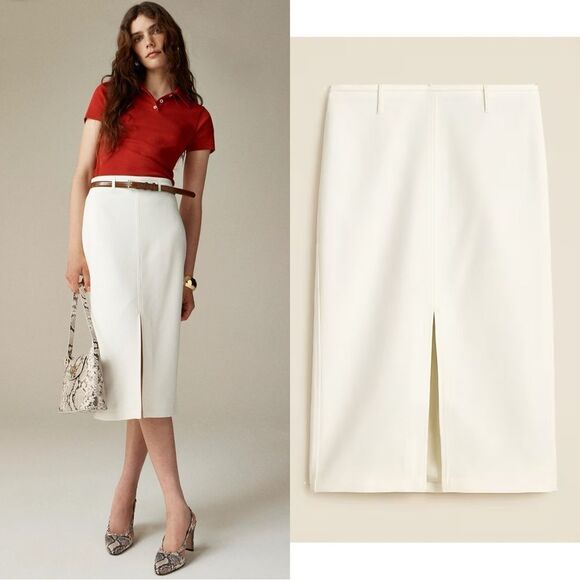 NWT J CREW Pencil midi skirt in four-season stretch in Ivory - Picture 2 of 12